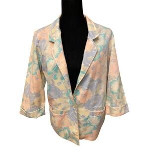 Vintage Alfred Dunner Pastel Floral Notch Lapel Blazer Cottagecore Womens 8